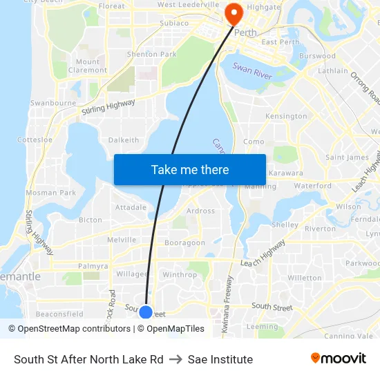 South St After North Lake Rd to Sae Institute map