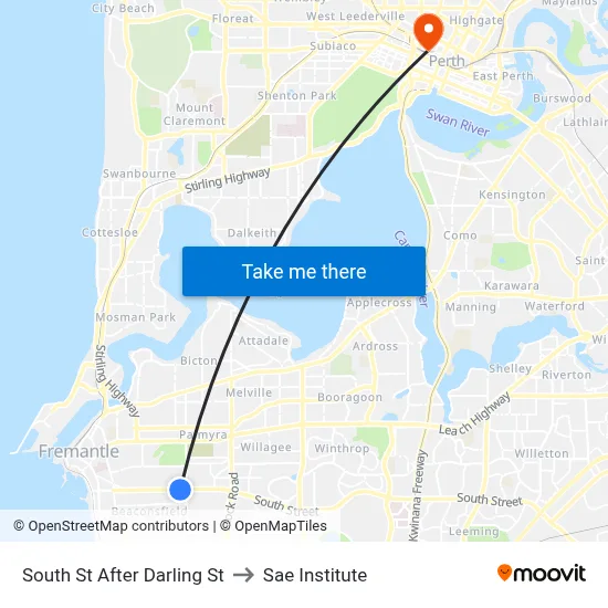 South St After Darling St to Sae Institute map