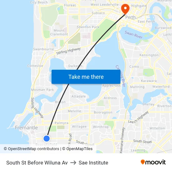 South St Before Wiluna Av to Sae Institute map
