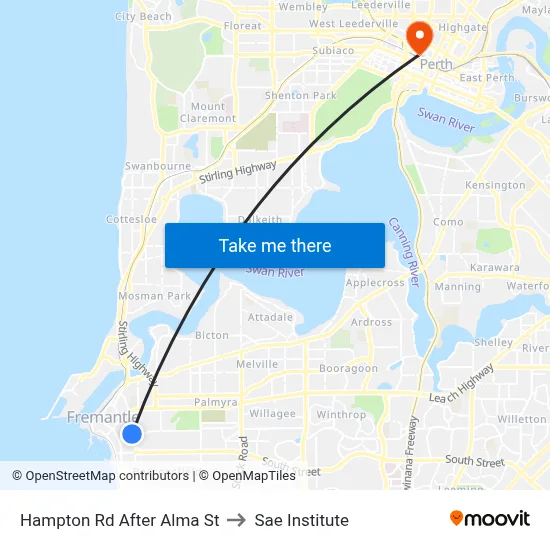 Hampton Rd After Alma St to Sae Institute map