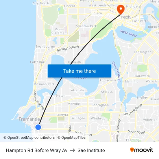 Hampton Rd Before Wray Av to Sae Institute map