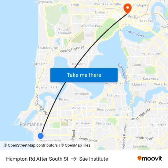 Hampton Rd After South St to Sae Institute map