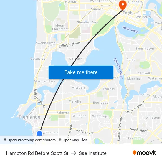 Hampton Rd Before Scott St to Sae Institute map