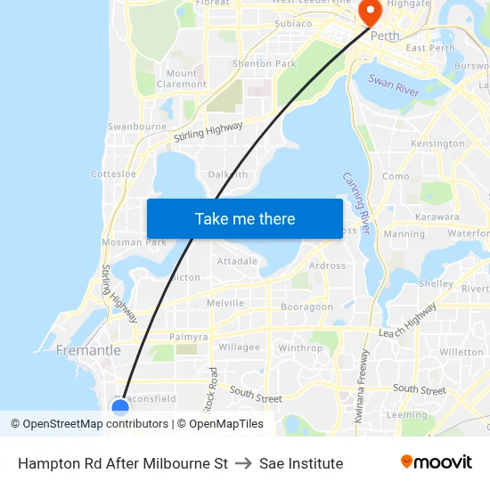 Hampton Rd After Milbourne St to Sae Institute map