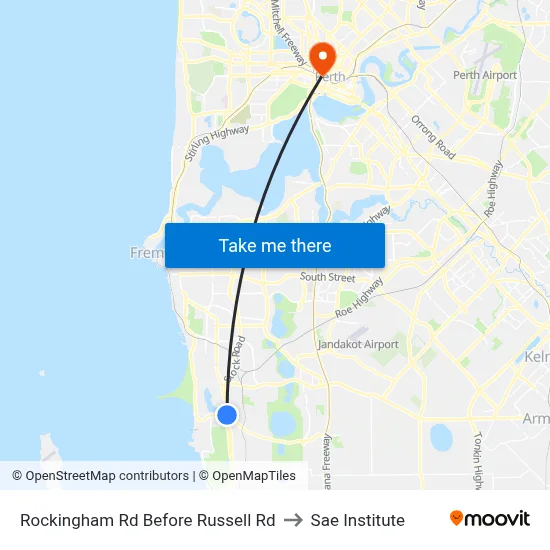 Rockingham Rd Before Russell Rd to Sae Institute map