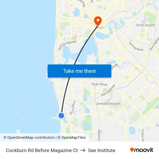 Cockburn Rd Before Magazine Ct to Sae Institute map