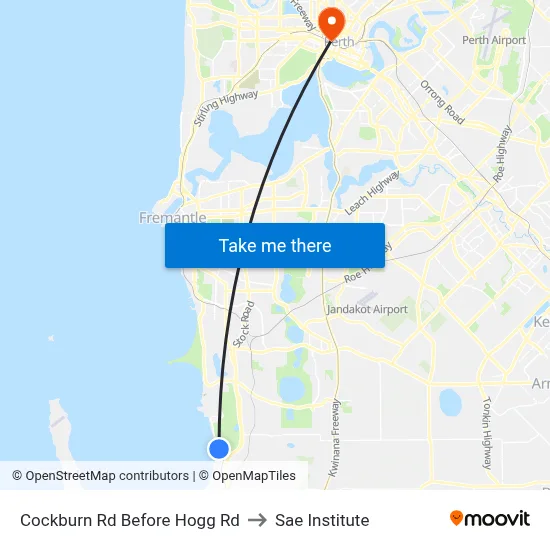 Cockburn Rd Before Hogg Rd to Sae Institute map