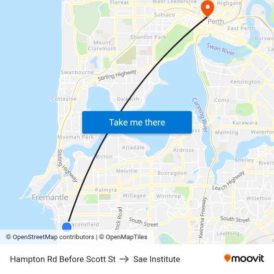 Hampton Rd Before Scott St to Sae Institute map