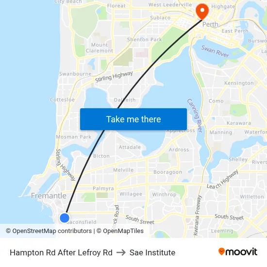 Hampton Rd After Lefroy Rd to Sae Institute map