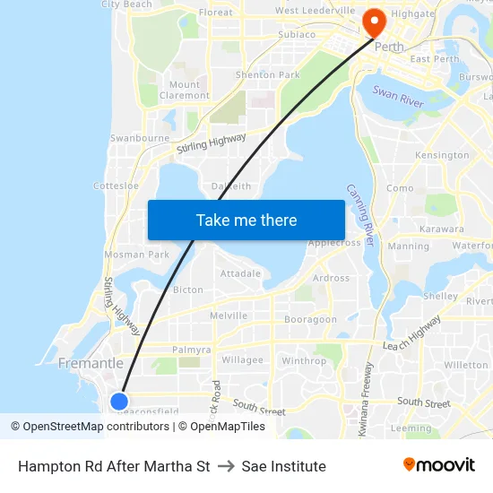 Hampton Rd After Martha St to Sae Institute map