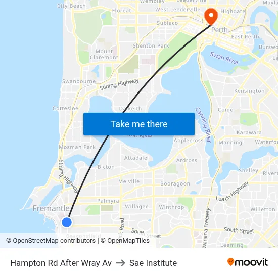 Hampton Rd After Wray Av to Sae Institute map