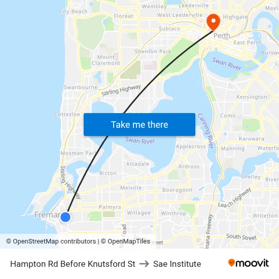 Hampton Rd Before Knutsford St to Sae Institute map