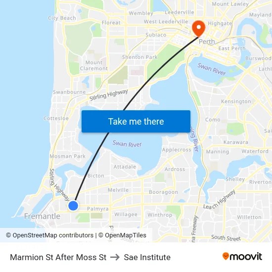 Marmion St After Moss St to Sae Institute map