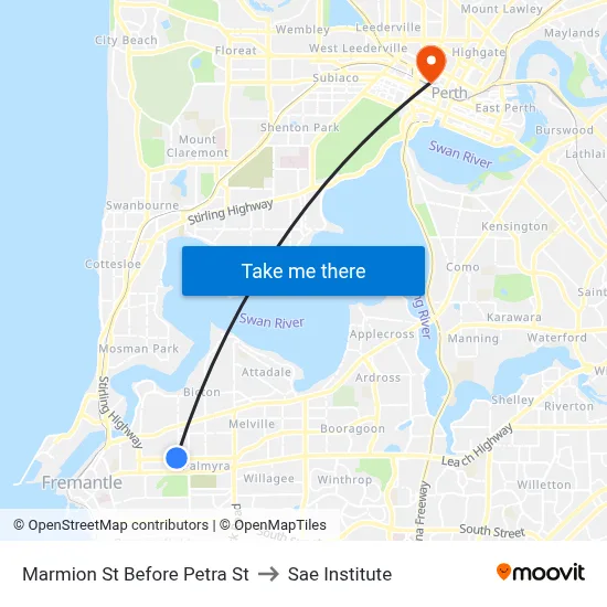Marmion St Before Petra St to Sae Institute map