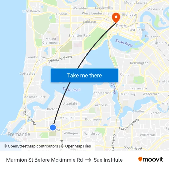 Marmion St Before Mckimmie Rd to Sae Institute map