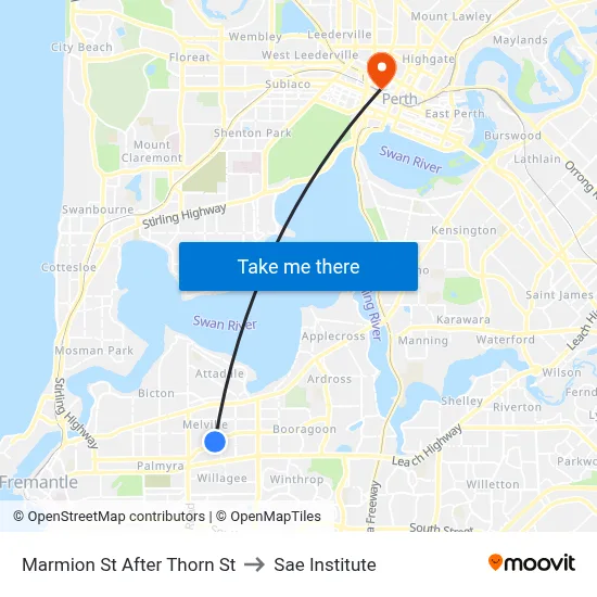 Marmion St After Thorn St to Sae Institute map