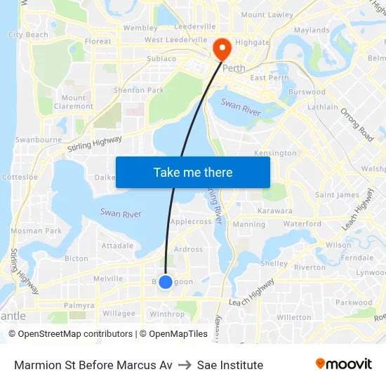 Marmion St Before Marcus Av to Sae Institute map