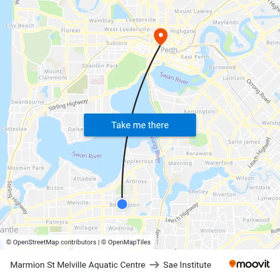 Marmion St Melville Aquatic Centre to Sae Institute map