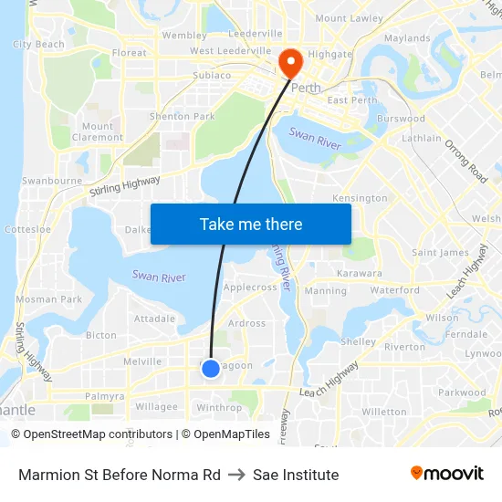 Marmion St Before Norma Rd to Sae Institute map