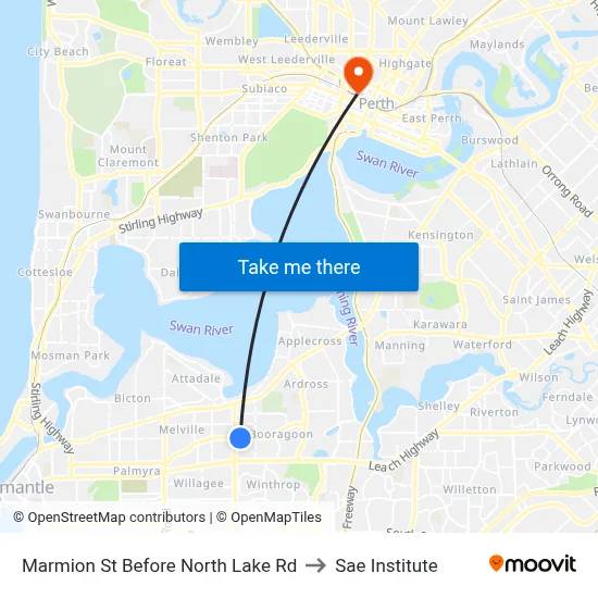 Marmion St Before North Lake Rd to Sae Institute map