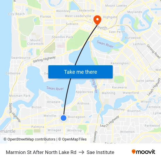 Marmion St After North Lake Rd to Sae Institute map