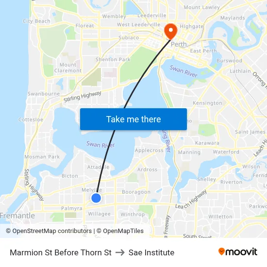Marmion St Before Thorn St to Sae Institute map