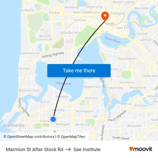 Marmion St After Stock Rd to Sae Institute map