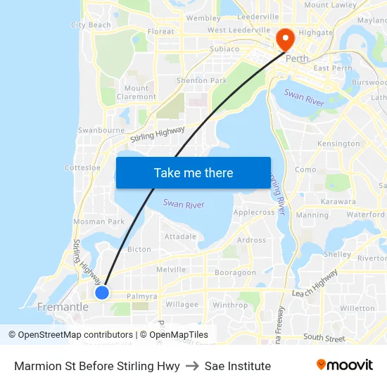 Marmion St Before Stirling Hwy to Sae Institute map