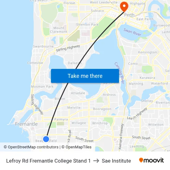 Lefroy Rd Fremantle College Stand 1 to Sae Institute map