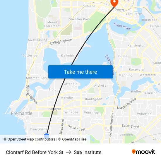 Clontarf Rd Before York St to Sae Institute map