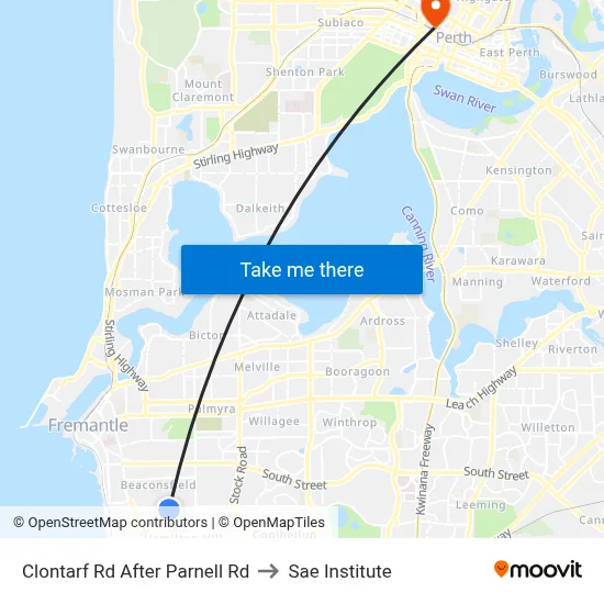 Clontarf Rd After Parnell Rd to Sae Institute map