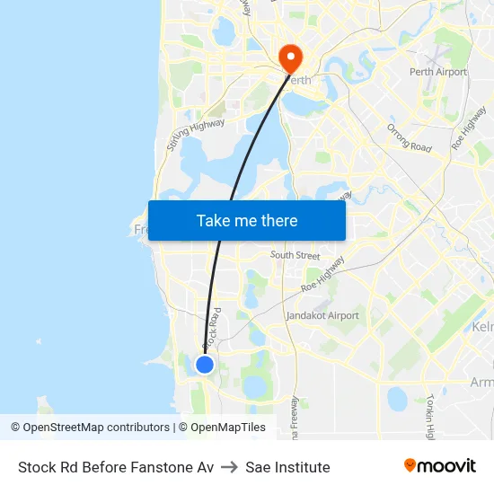 Stock Rd Before Fanstone Av to Sae Institute map