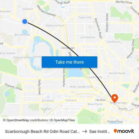 Scarborough Beach Rd Odin Road Cat Id 7 to Sae Institute map