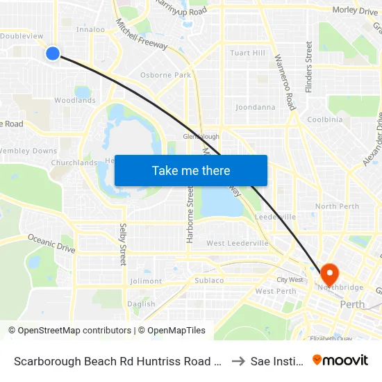 Scarborough Beach Rd Huntriss Road Cat Id 10 to Sae Institute map