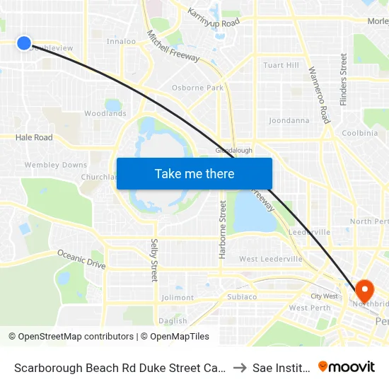 Scarborough Beach Rd Duke Street Cat Id 15 to Sae Institute map