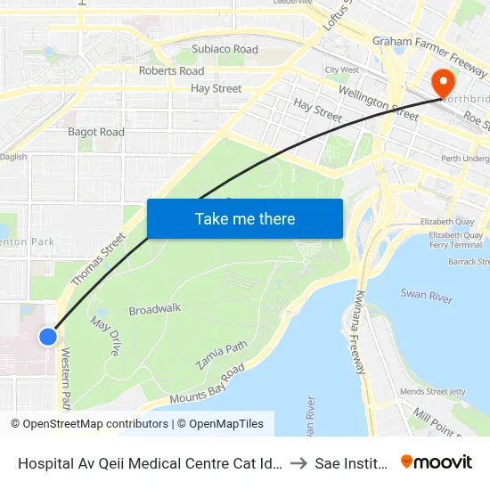 Hospital Av Qeii Medical Centre Cat Id 115 to Sae Institute map