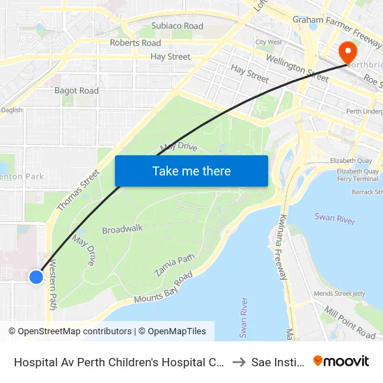 Hospital Av Perth Children's Hospital Cat Id 132 to Sae Institute map