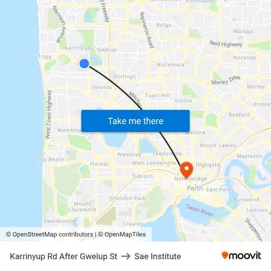 Karrinyup Rd After Gwelup St to Sae Institute map