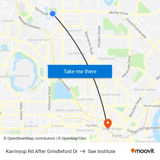 Karrinyup Rd After Grindleford Dr to Sae Institute map