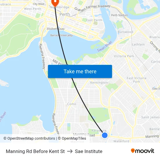 Manning Rd Before Kent St to Sae Institute map