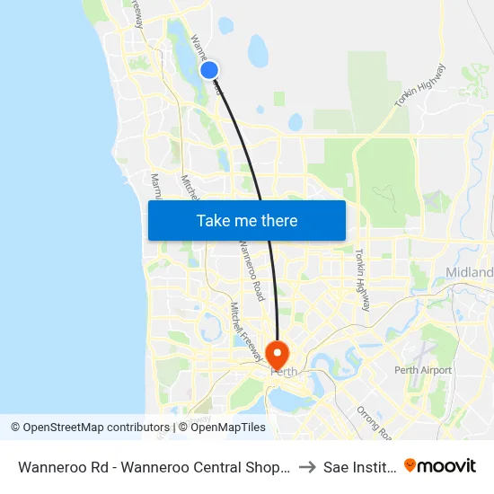 Wanneroo Rd - Wanneroo Central Shopping Ctr to Sae Institute map