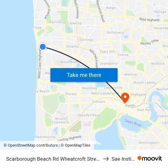 Scarborough Beach Rd Wheatcroft Street Cat Id 22 to Sae Institute map