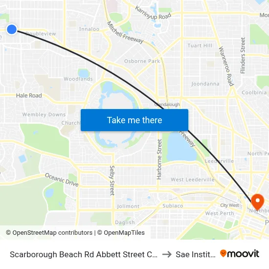 Scarborough Beach Rd Abbett Street Cat Id 24 to Sae Institute map