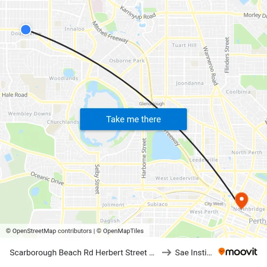 Scarborough Beach Rd Herbert Street Cat Id 27 to Sae Institute map