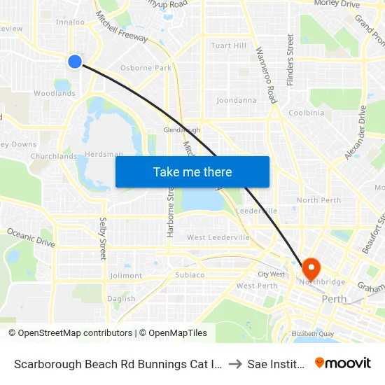 Scarborough Beach Rd Bunnings Cat Id 34 to Sae Institute map