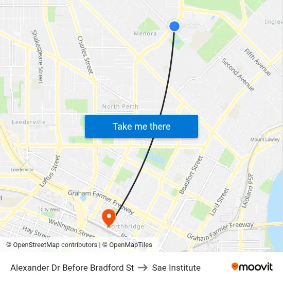 Alexander Dr Before Bradford St to Sae Institute map