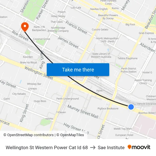 Wellington St Western Power Cat Id 68 to Sae Institute map