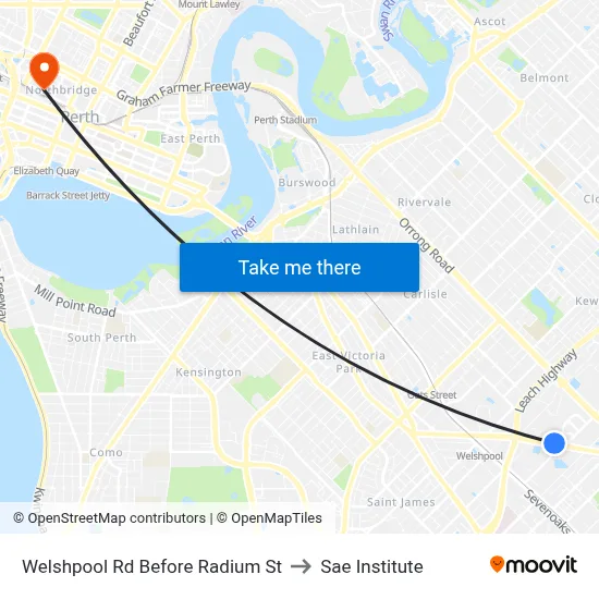 Welshpool Rd Before Radium St to Sae Institute map
