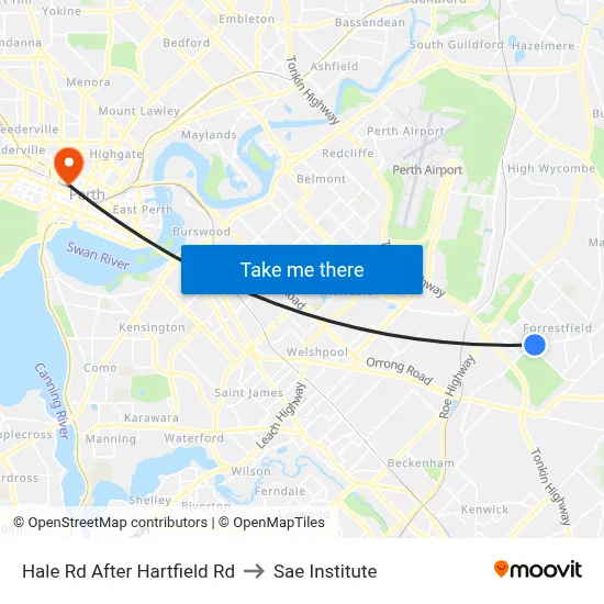 Hale Rd After Hartfield Rd to Sae Institute map