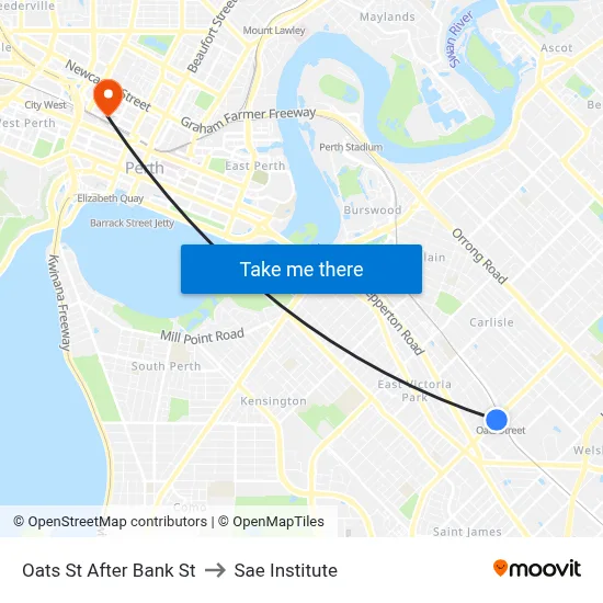 Oats St After Bank St to Sae Institute map
